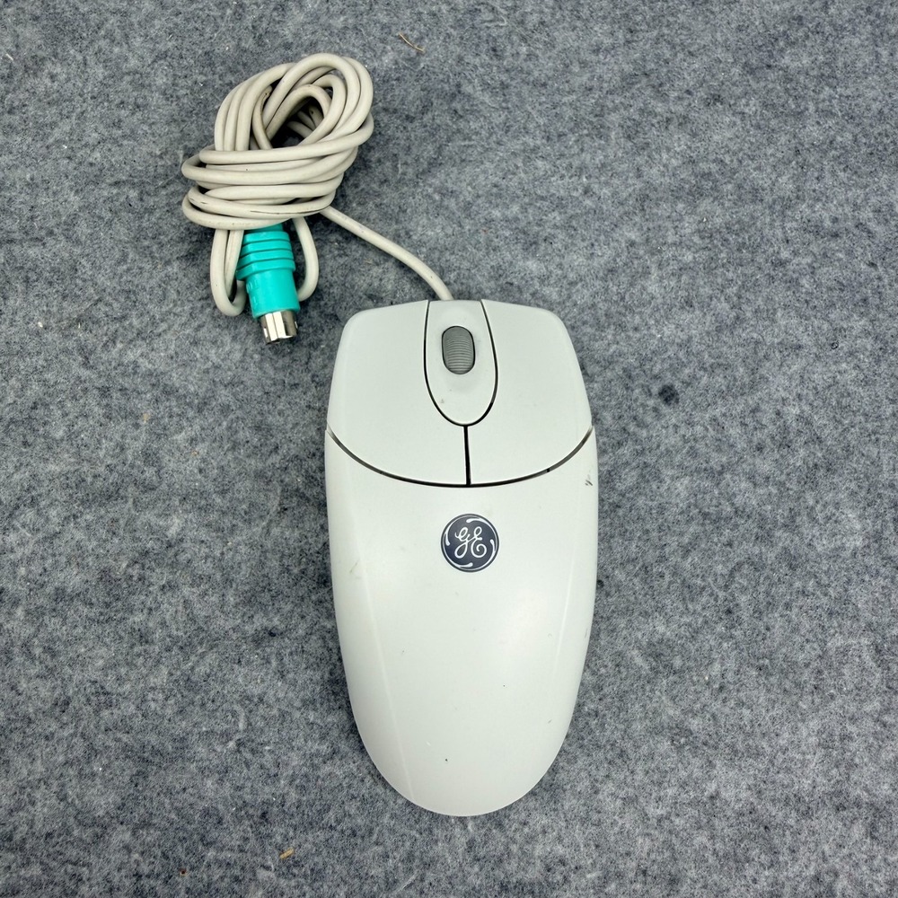 Vintage GE General Electric PS/2 Scroll Ball Mouse 97859 2-Button Wired White